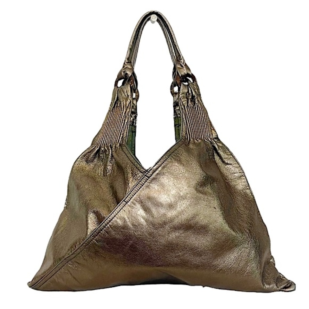 Metallic Bronze Shoulder Bag - Leather Hobo Tote